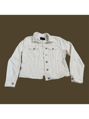 Lucky Brand The Tomboy Trucker Jacket Womens Small White Button Up Denim EUC